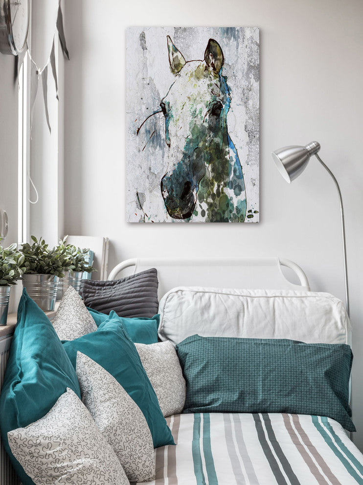 Marmont Hill, "Light Gray Horse" by Irena Orlov Painting Wrapped Canvas, 24x36