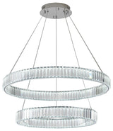 2 Tier Clear Crystal Halo Ring Chandelier With Chrome Hardware