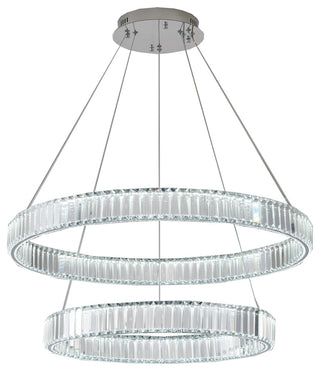 2 Tier Clear Crystal Halo Ring Chandelier With Chrome Hardware