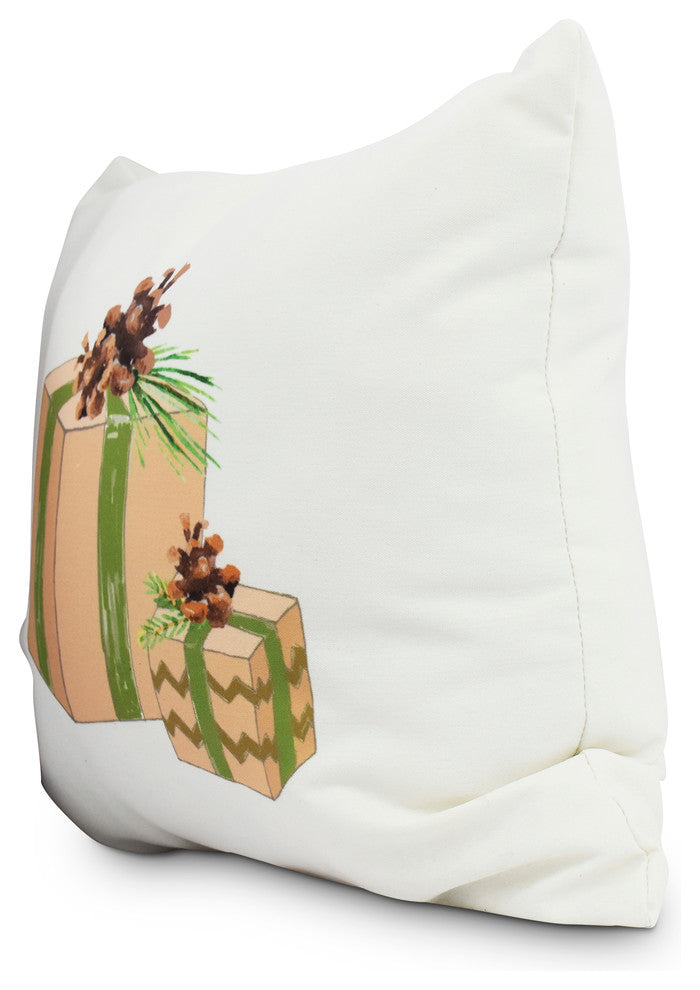 Nature's Gift 26" Off White Holiday Print Decorative Throw Pillow