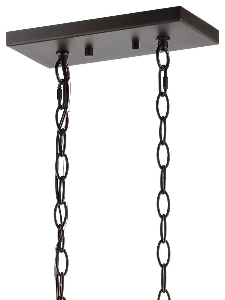 Jayden 36" 3-Light Industrial Farmhouse Iron/Glass Linear Pendant Bronze/Clear