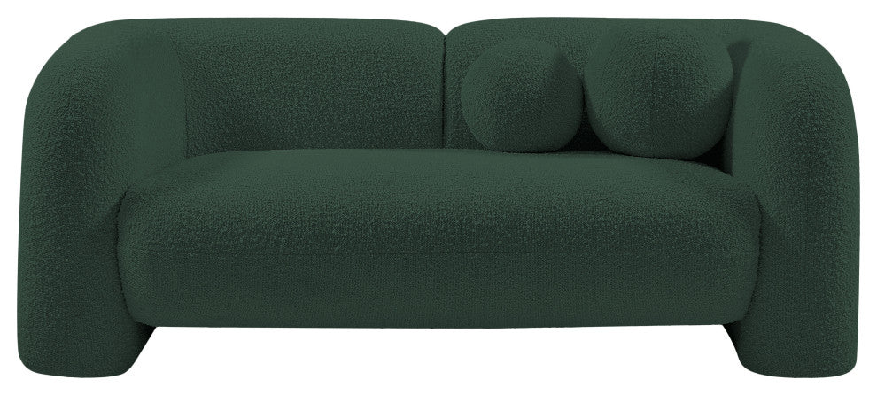 Emory Boucle Fabric Upholstered Upholstered Loveseat, Green