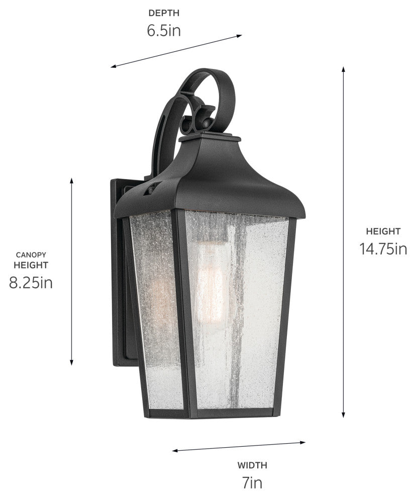 14.75" 1-Light Outdoor Wall Light With Clear Water Glass