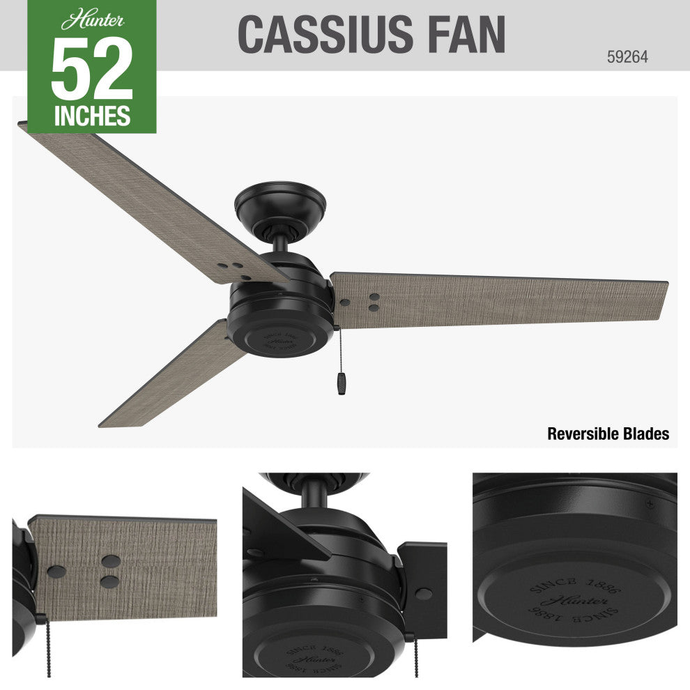 Hunter Fan Company 52" Cassius Matte Black Ceiling Fan