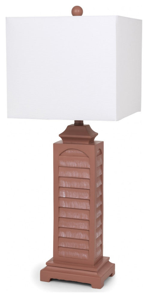 Set of 2 Blush Red Slatted Table Lamps With Square Shade