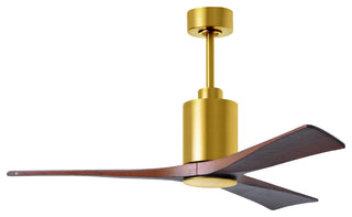 Patricia-3 3-Blade Ceiling Fan, LED Light Kit, Brushed Brass/Walnut Tone, 52