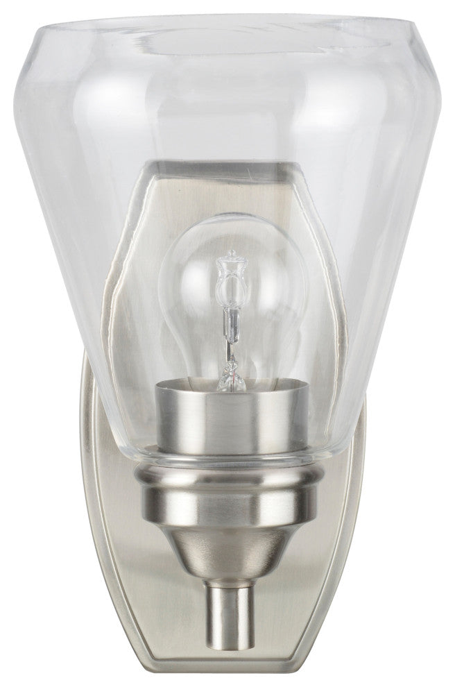 62119-1, 1-Light Metal Bathroom Vanity Wall Light Fixture, Satin Nickel
