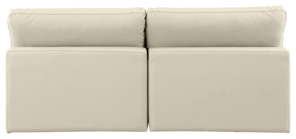 Comfy Upholstered Modular Sofa, Cream, 2-Piece: 2 Armless Chair, Vegan Leather