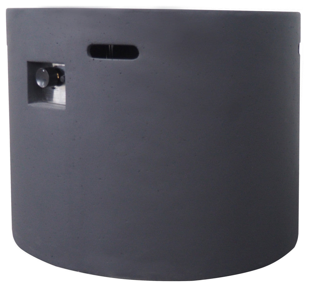GDF Studio Leo Outdoor 31" Round Light Weight Concrete Gas Burning Fire Pit, Dark Gray