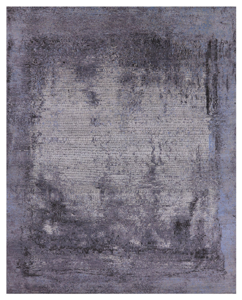 7' 11" X 9' 11" Handmade Wool and Silk Abstract Rug Q7040