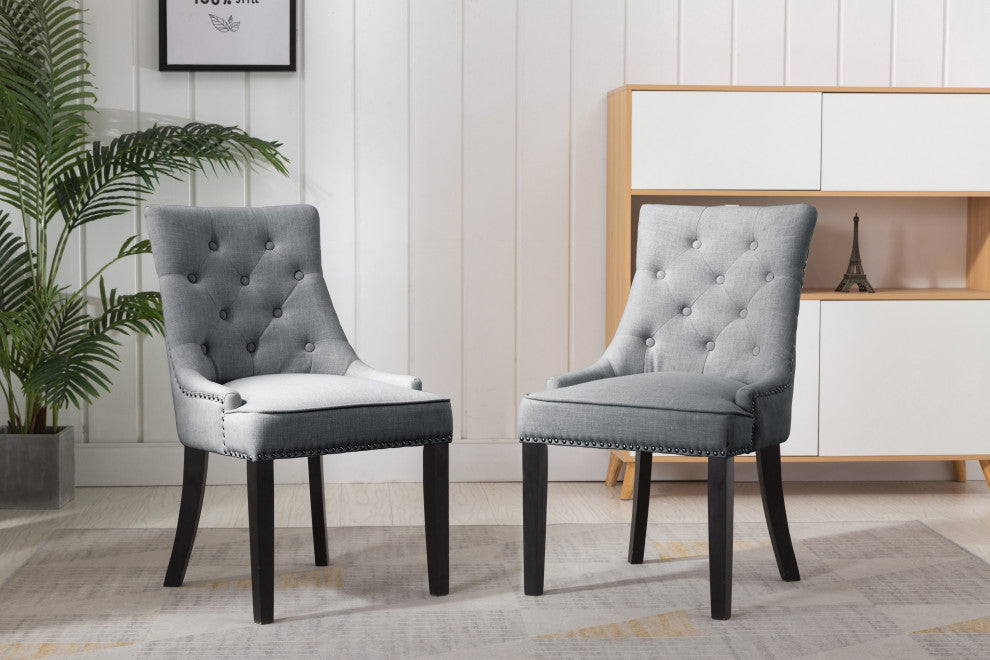 Home Beyond 2-Piece Wing-Backed Dining Chair Set, Grey