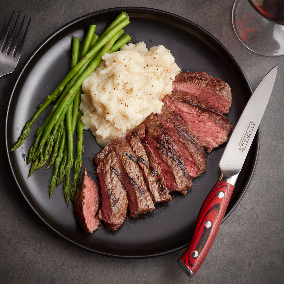 Ergo Chef Crimson 4-Piece Steak Knife Set, Red G10 Handle