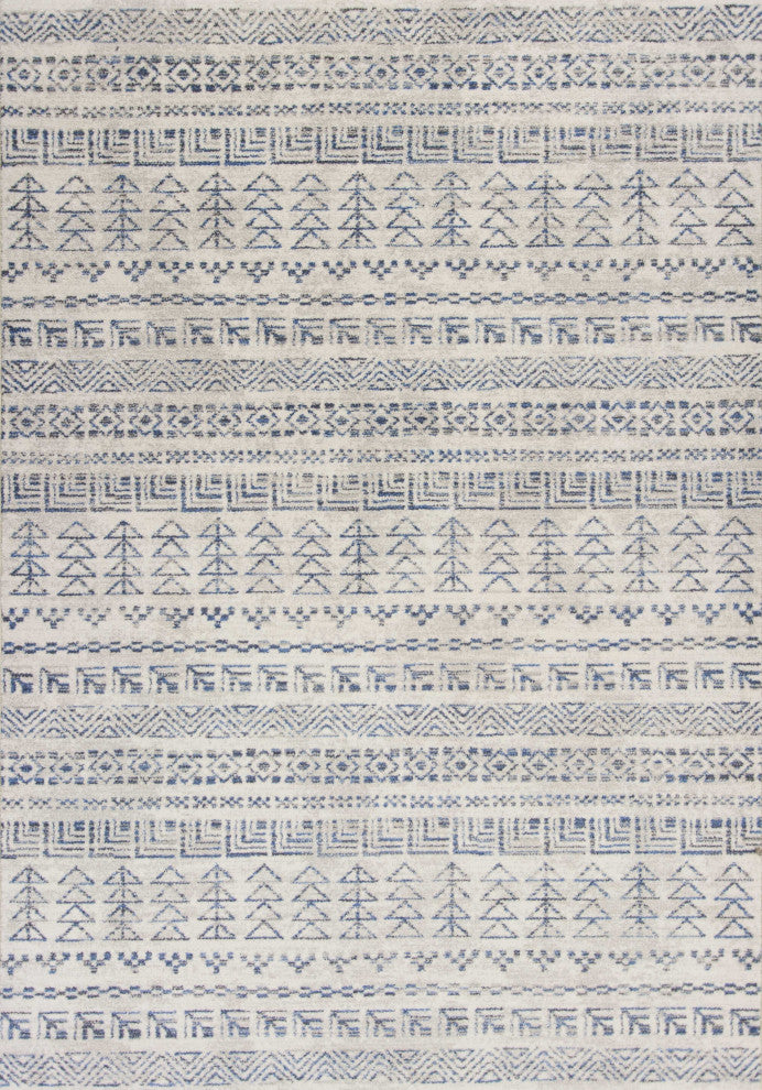 HomeRoots 5'x8' Ivory Machine Woven Bohemian Tribal Indoor Area Rug