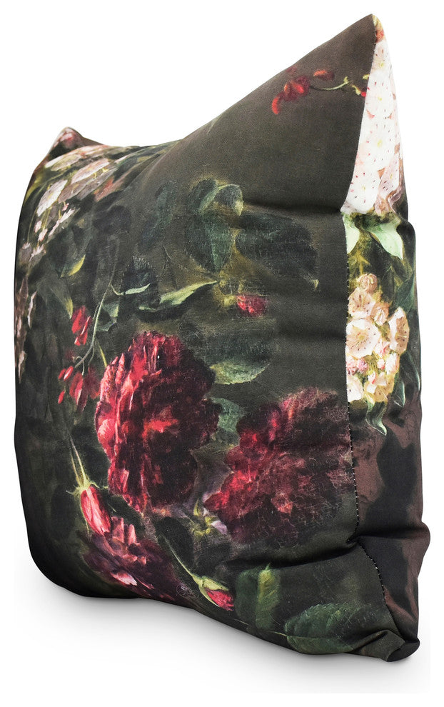 Floral Fancy 16" Red Floral Print Decorative Throw Pillow