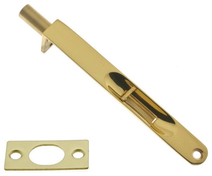 Genuine Solid Brass 6" Flush Bolt With Round End, Polished Brass