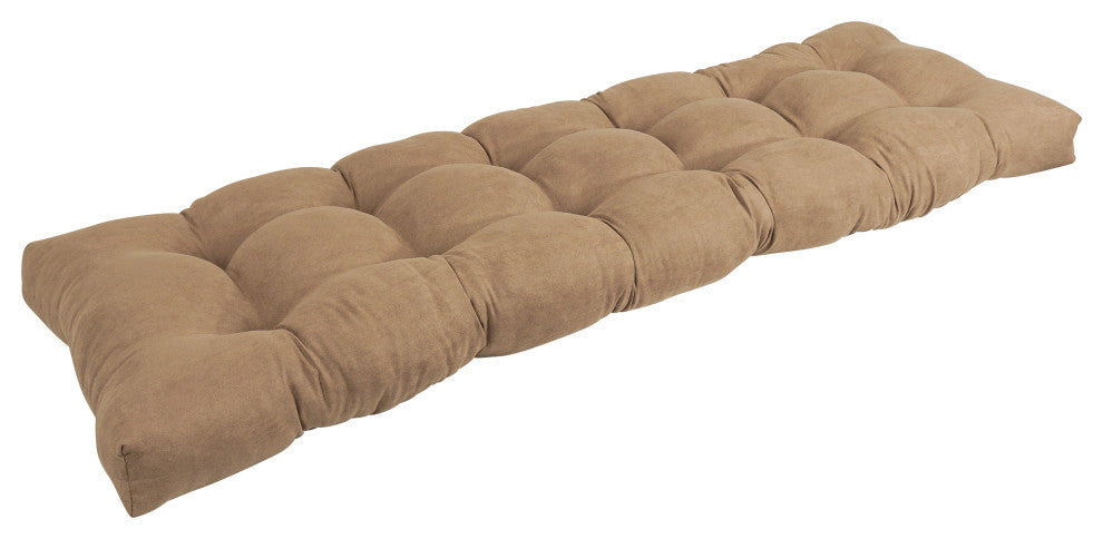 55-inch by 19-inch Tufted Solid Microsuede Bench Cushion Tan-Color