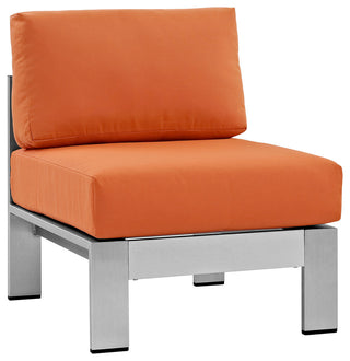 Shore 5-Piece Outdoor Aluminum Sectional Sofa Set, Silver Orange
