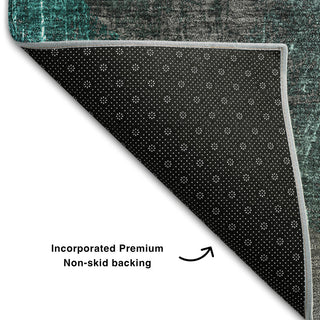 Premium Machine Washable Mayfield AMF556 Teal 2'3" x 7'6" Runner Rug