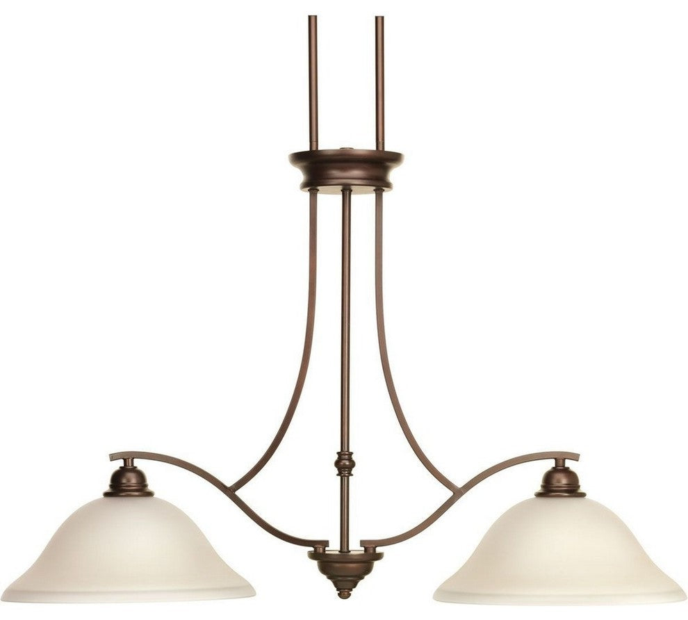 Spirit 2-Light Linear Island Antique Bronze-Light Umber Etched G