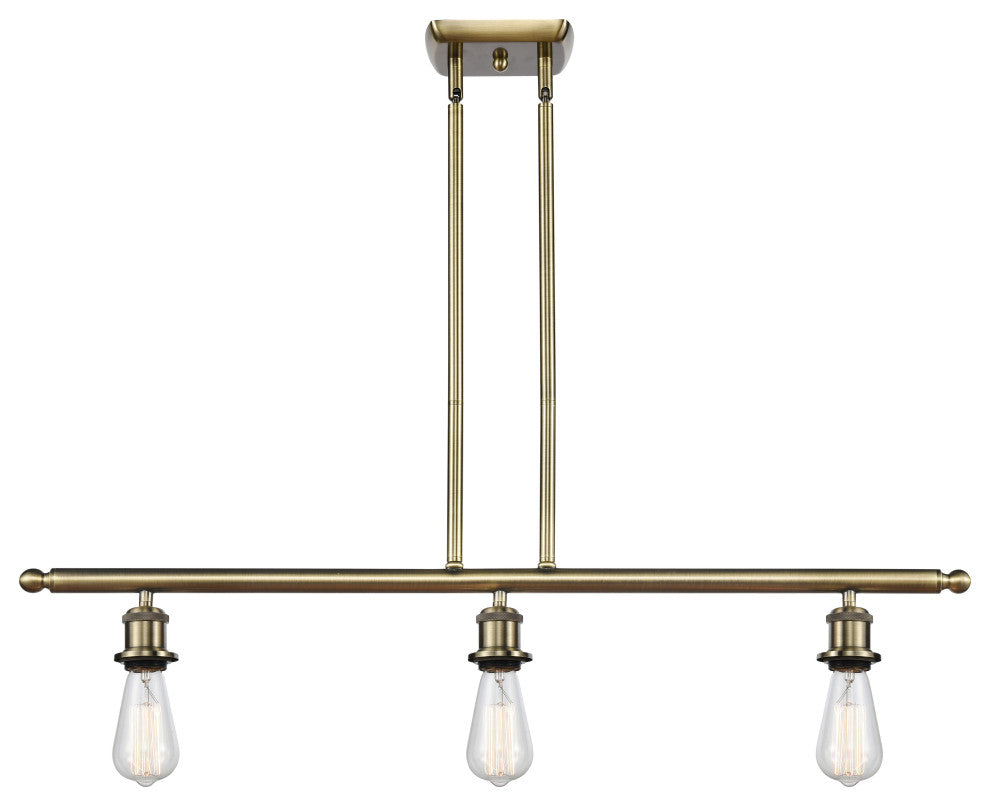 INNOVATIONS LIGHTING 516-3I-AB Bare Bulb 3 Light Island Light