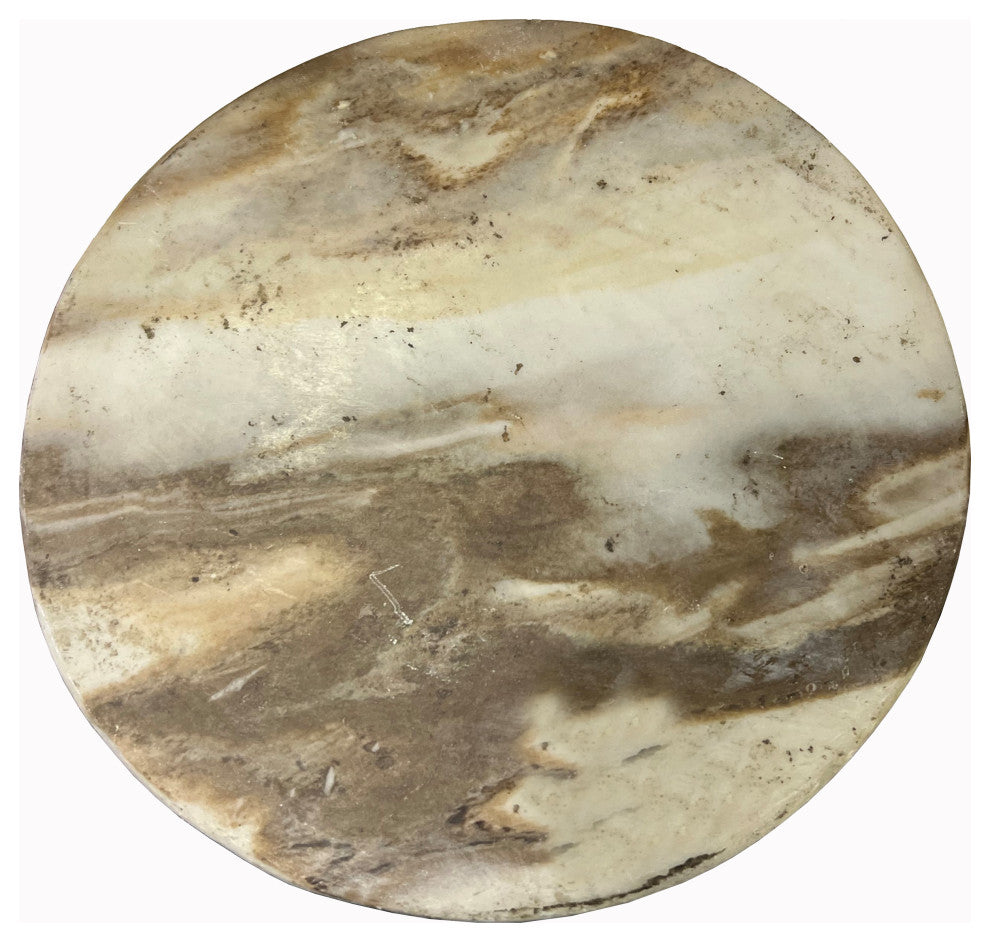 Chinese Natural Dream Stone Round White Fengshui Plaque Display Hws2262