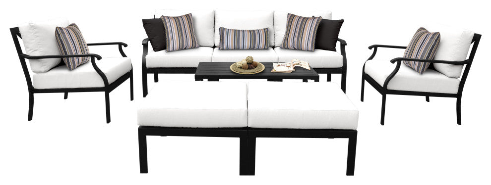 kathy ireland Madison Ave. 8 Piece Aluminum Patio Furniture Set 08c, Alabaster