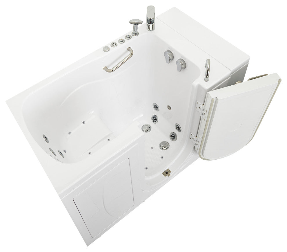 Ella Capri 30"x52" Air+Hydro Massage Walk-In Bathtub, Outward Swing Door, Faucet