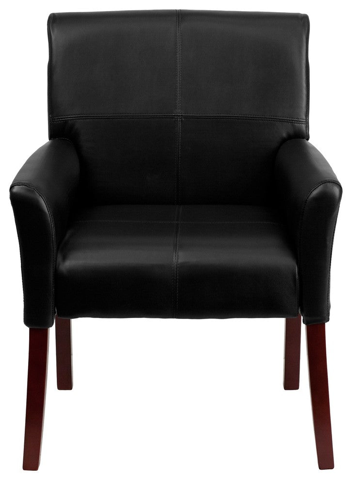 Leather Executive Side Chair, Black, 26.50"x23"x35.25"