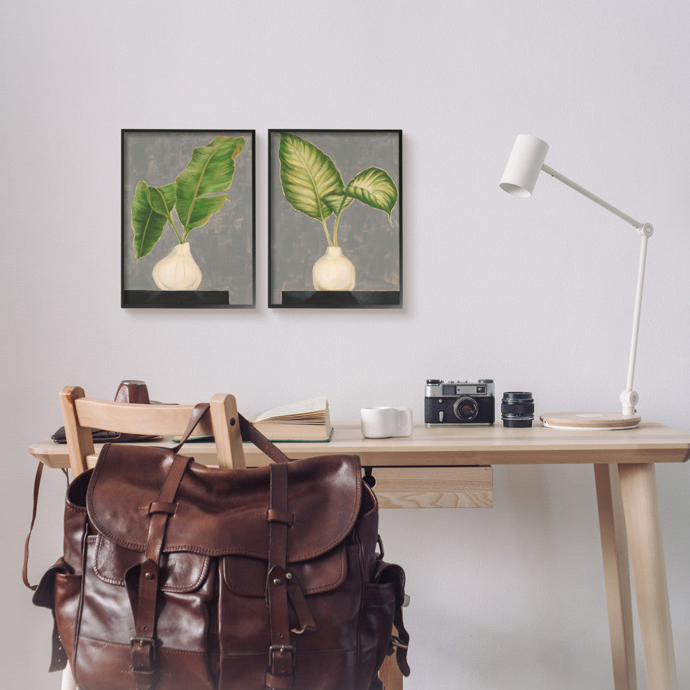 Large Palm Leaf Potted Plants Interior Still Life,11 x 14