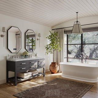 Elizabeth Bath Vanity, Sapphire Gray, 60", Brushed Nickel Hardware, No Mirror