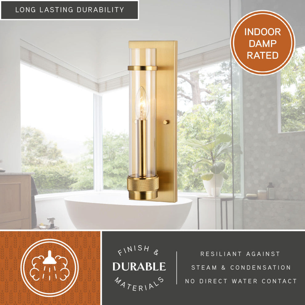 Bari 14"H Wall Light Satin Brass