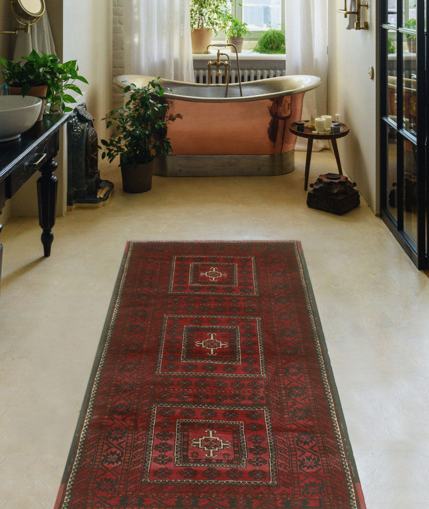 Vintage Distressed Leanne Burgundy/Charcoal Rug, 3'6x6'8