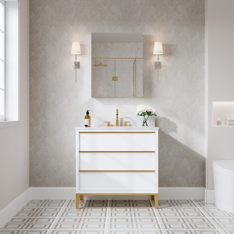 Recessed/Surface Mount Bathroom Medicine Cabinet, Soft-Close Blum Hinges, Left Swing, 24"x30"