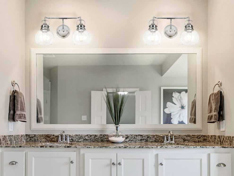 Shirley Metal, Bubbled Glass Vanity Light, Chrome, 2-Light