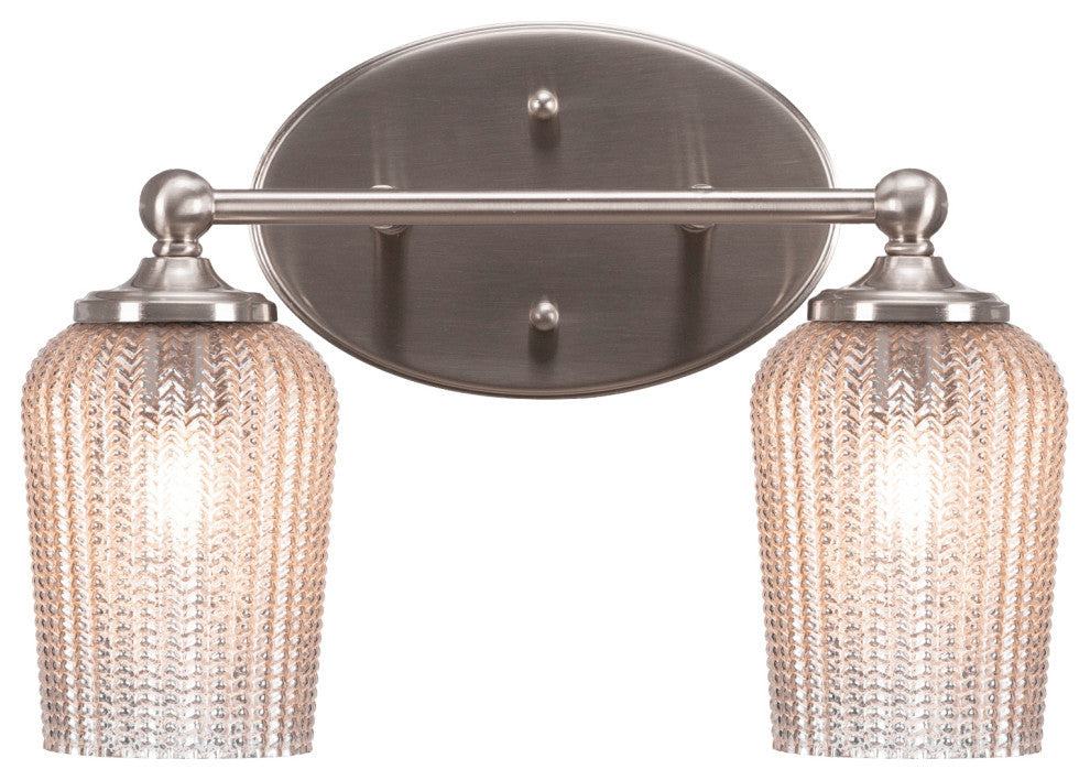 Capri 2-Light Bath Bar, Brushed Nickel/Silver Textured