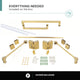 Shower Enclosure Hinged Frameless Tempered Glass, Satin Brass, 32"