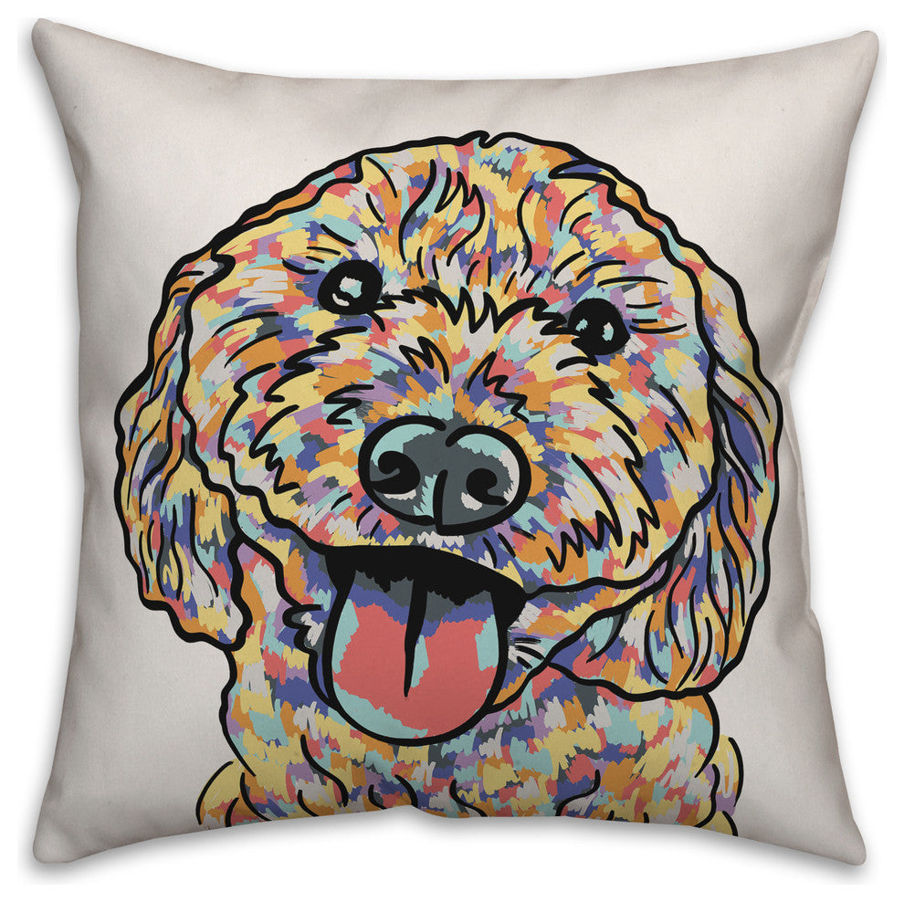 Watercolor Doodle Throw Pillow Cover