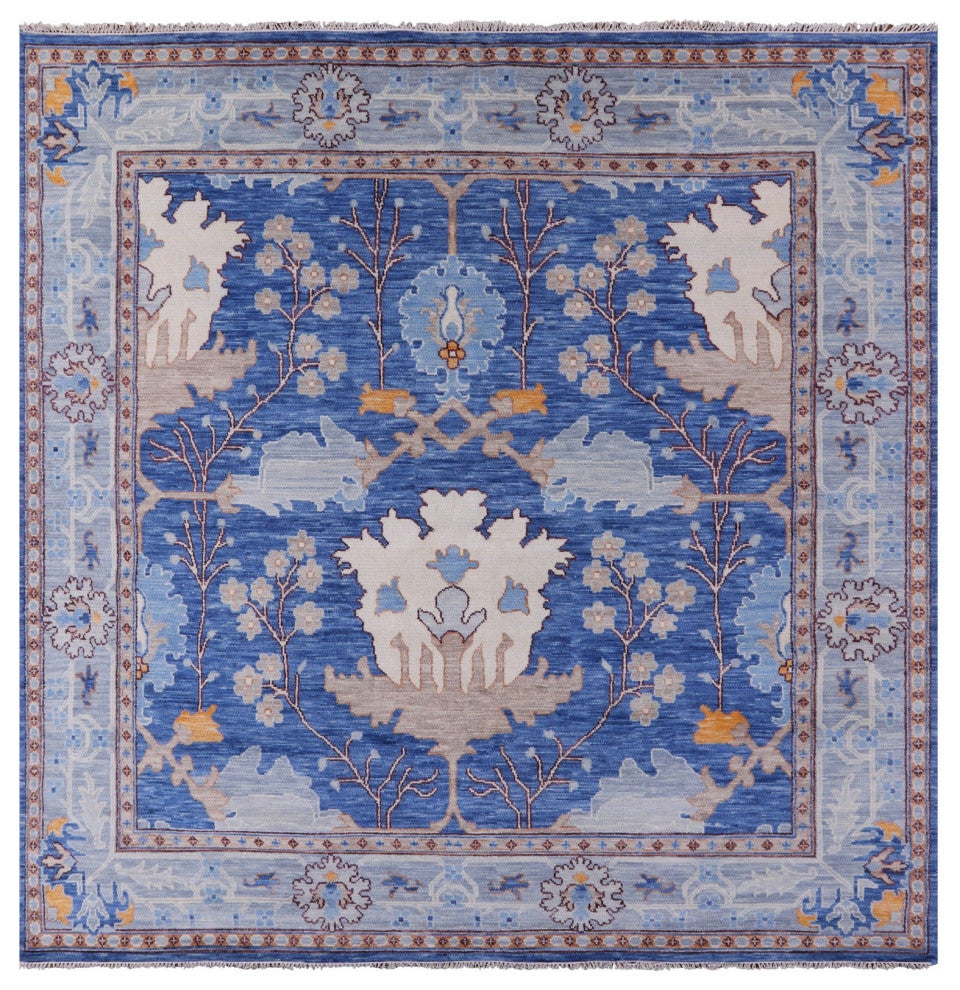 10' Square Turkish Oushak Hand-Knotted Wool Rug - Q13555