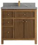 Sonoma Teak 36 Center Sink Vanity in Dark Natural with 2" Piatra Gray Quartz