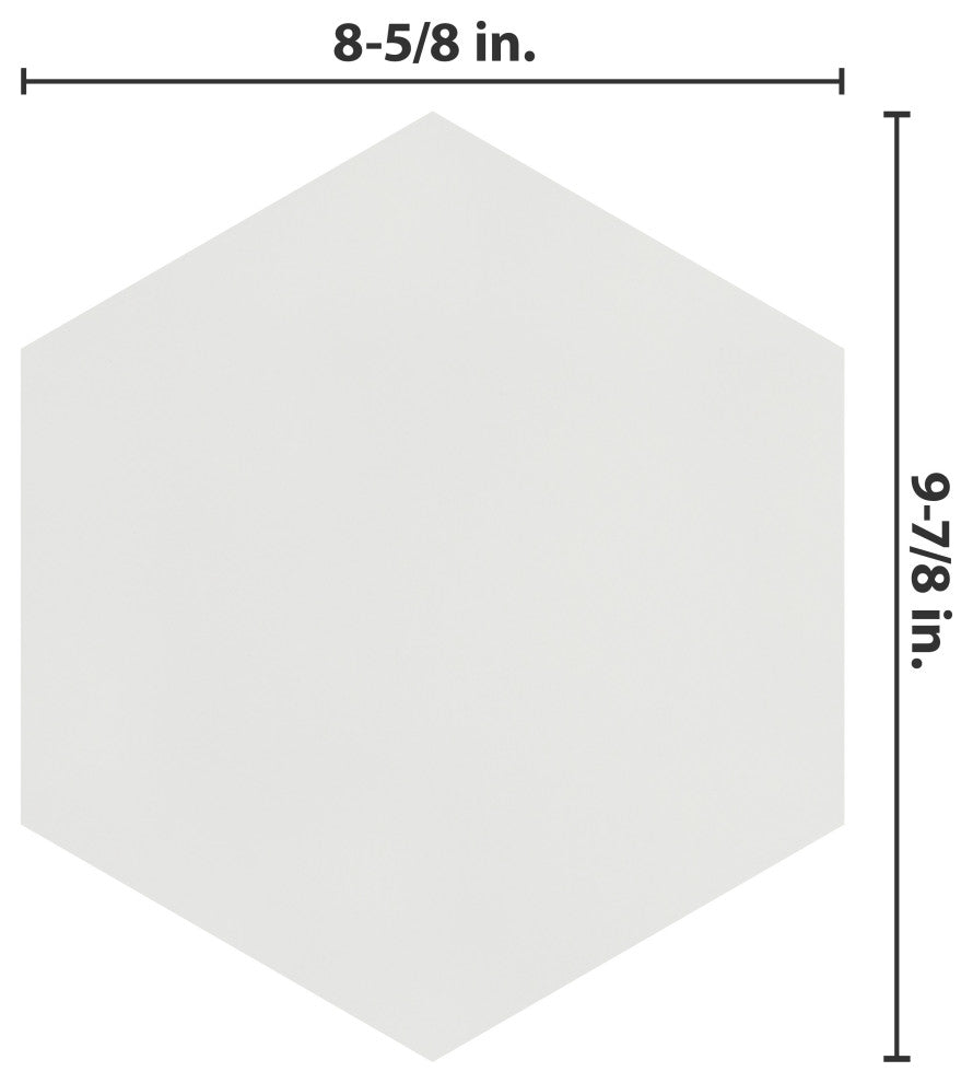 Textile Hex Porcelain Floor and Wall Tile, White