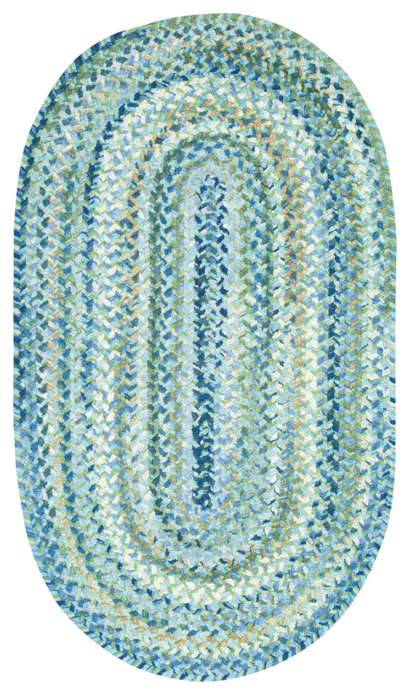 Capel Ocracoke Light Blue 0425_425 Braided Rugs - 5' X 8' Oval
