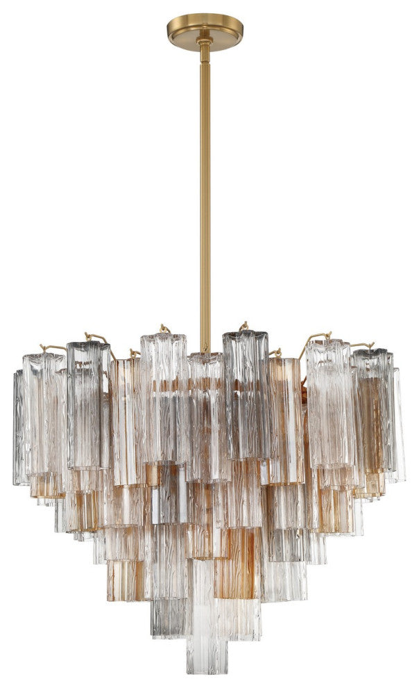 Addis 12 Light Chandelier, Aged Brass