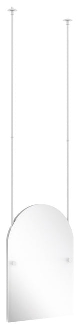 Frameless Arched Top Ceiling Hung Mirror, Matte White