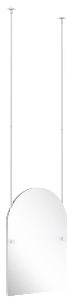 Frameless Arched Top Ceiling Hung Mirror, Matte White