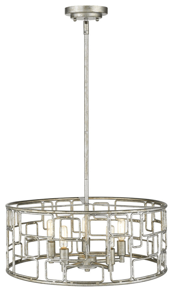 Amoret 5-Light Antique Silver Convertible Pendant