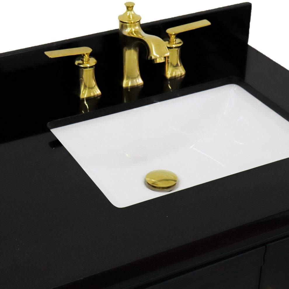 37" Single Vanity, Dark Gray Finish With Black Galaxy