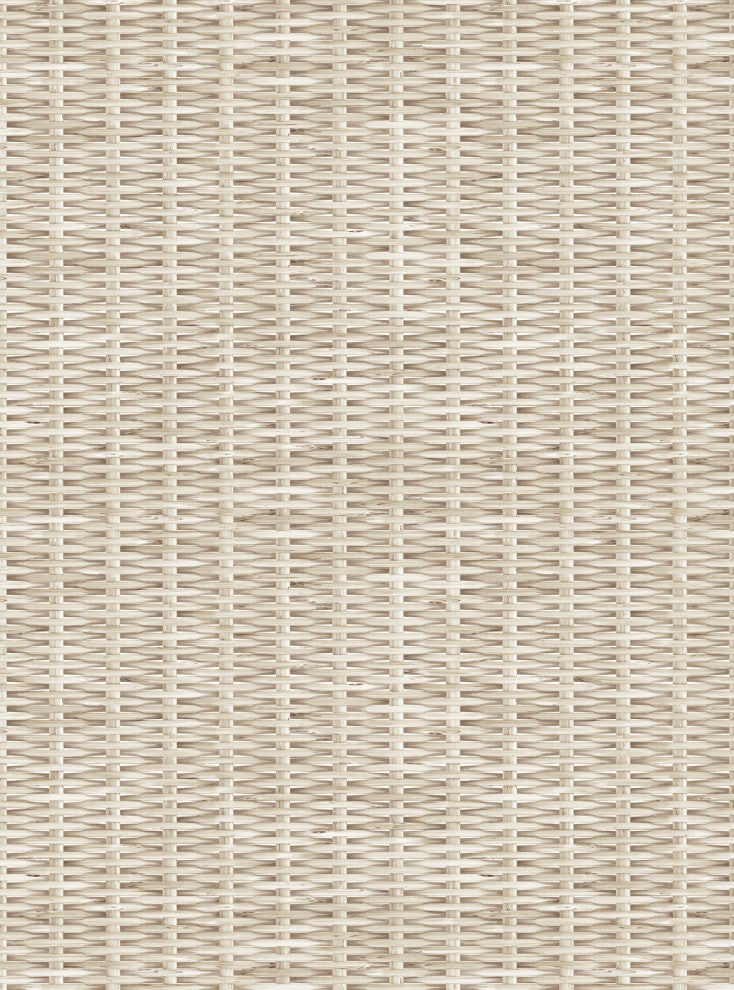 Rattan Weave Look Peel and Stick Vinyl Wallpaper, White Wash, 24" X 60"