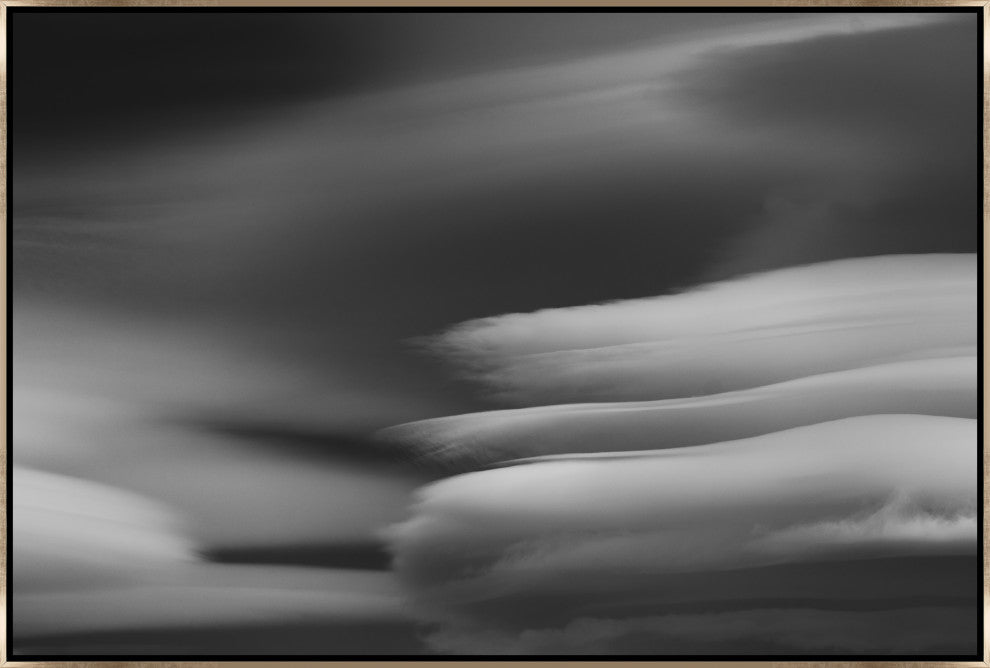45x30 Lenticular Clouds I, Framed Artwork, Silver