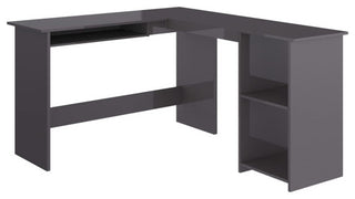 vidaXL Corner Desk Home Office Computer Desk High Gloss Black Engineered Wood