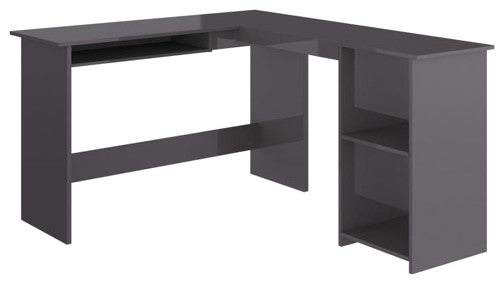 vidaXL Corner Desk Home Office Computer Desk High Gloss Black Engineered Wood